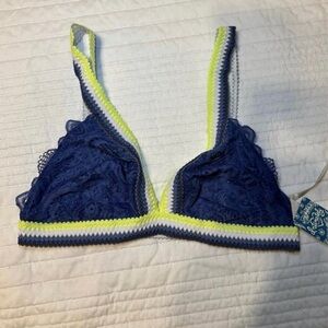NWT Free People “Blue Jean Baby” Colorblock Lace Bralette Size Large